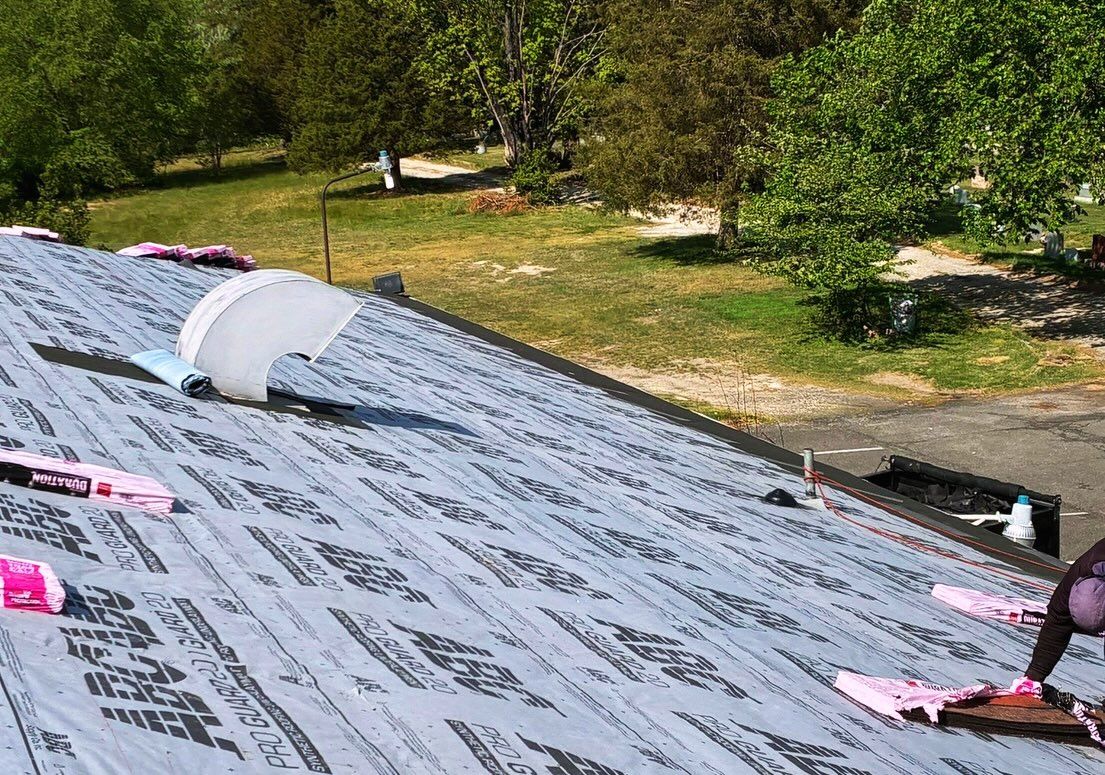 Roof deck covered in new underlayment before shingles go on